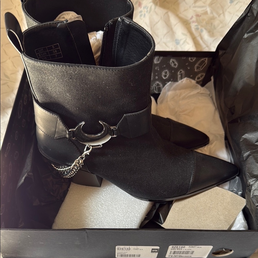 Killstar Black Ankle Booties with Chain Detail luna ankle boot yallternative 7